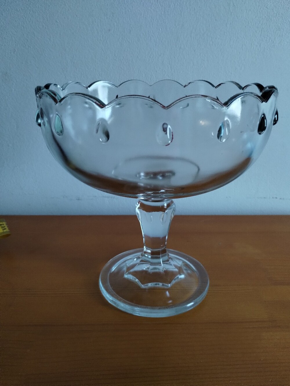 VTG Scalloped Glass Compote Bowl